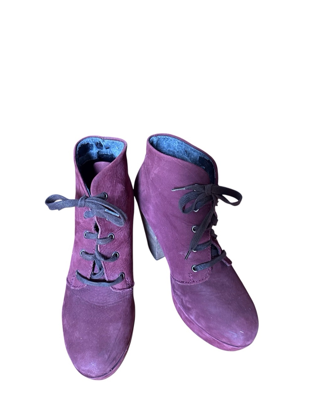 Steve Madden Plum Suede Lace-Up Block Heel Boots - Picture 3 of 10